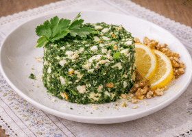 Копривена салата със сирене и орехи